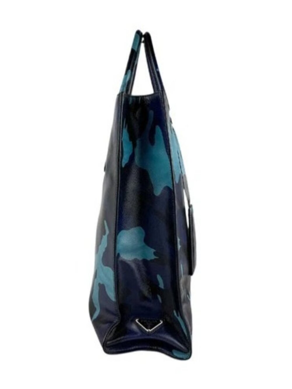 Auth PRADA Camouflage Shoulder Bag Handbag Blue/Navy Leather/Silvertone - z7341 - Picture 2 of 13
